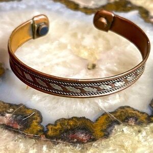 Copper Silver Braided Vintage 70’s Cuff Bracelet